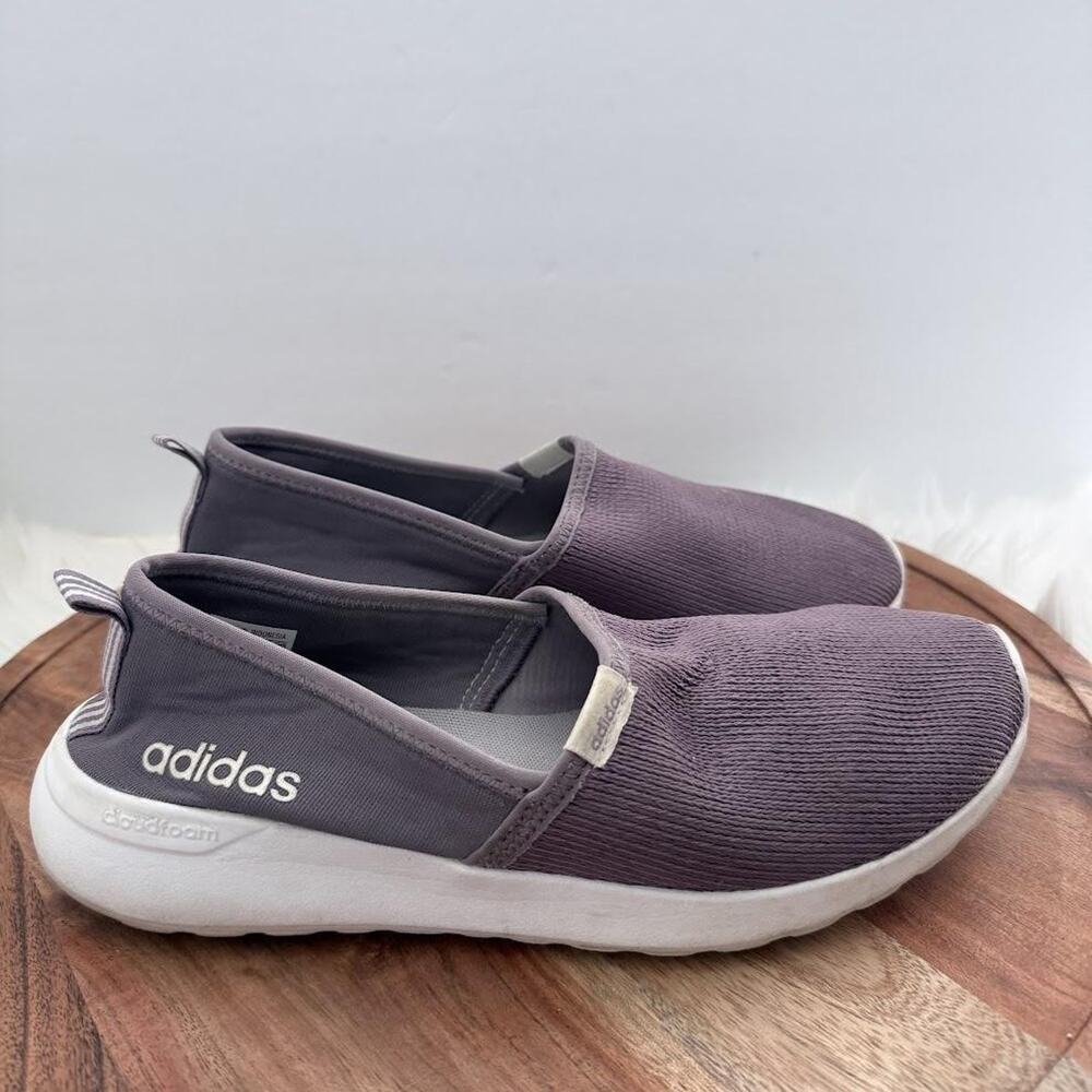 Adidas Shoes Womens Size 9.5 Purple Cloudfoam Slip On Walking Casual Comfort